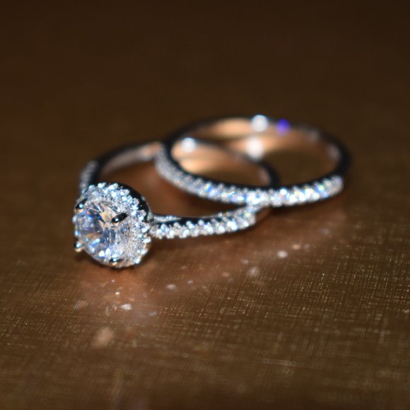 Wedding Ring Set Sterling Silver Ring - Picture 5 of 6